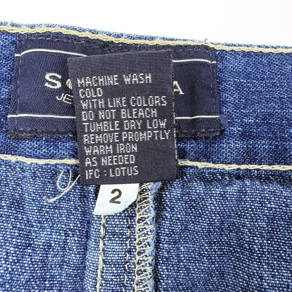 Vtg Y2K Sonoma Denim Skirt Girls Sz 10 Blue Lace Trim Asymetrical Hem Cowboy SEE